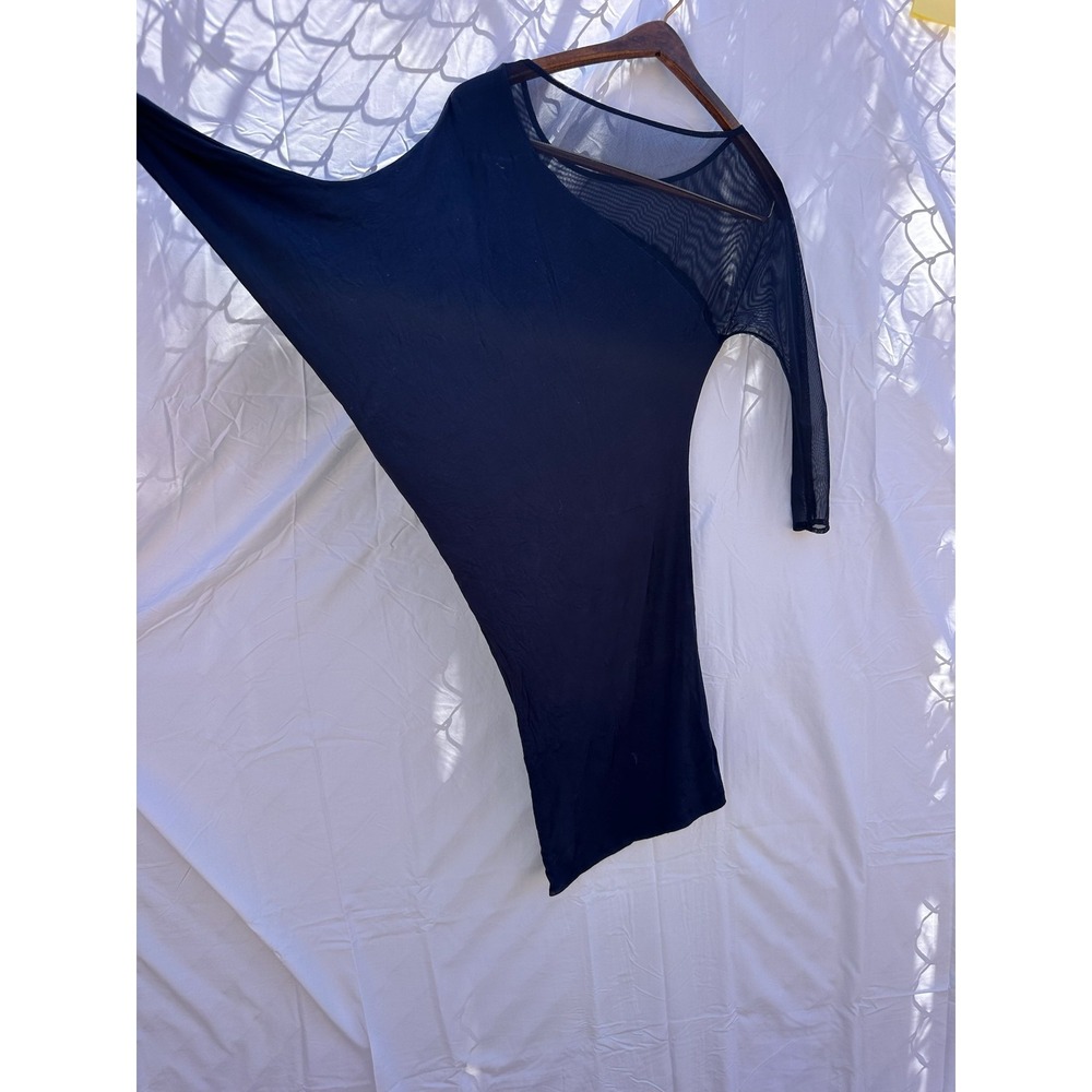 BCBG Max Azria Women's Navy Asymmetrical Mesh Top Size XS - Picture 6 of 7